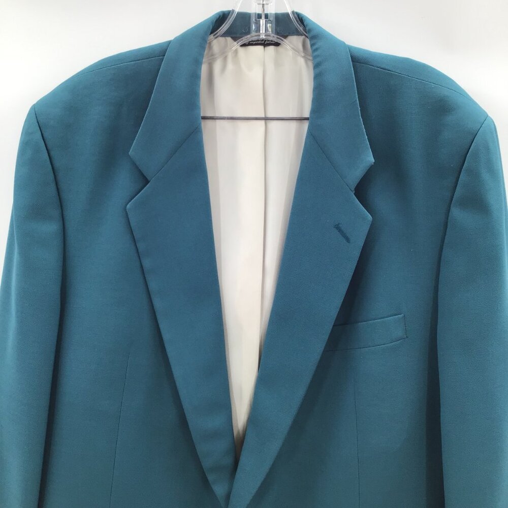 Vintage 46L Men's Teal Blue Blazer Jacket Vented Single Breasted Fully Lined - Picture 3 of 13